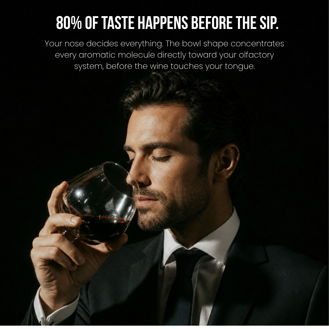 Kami Rotating Crystal Wine Glass & Wooden Coaster