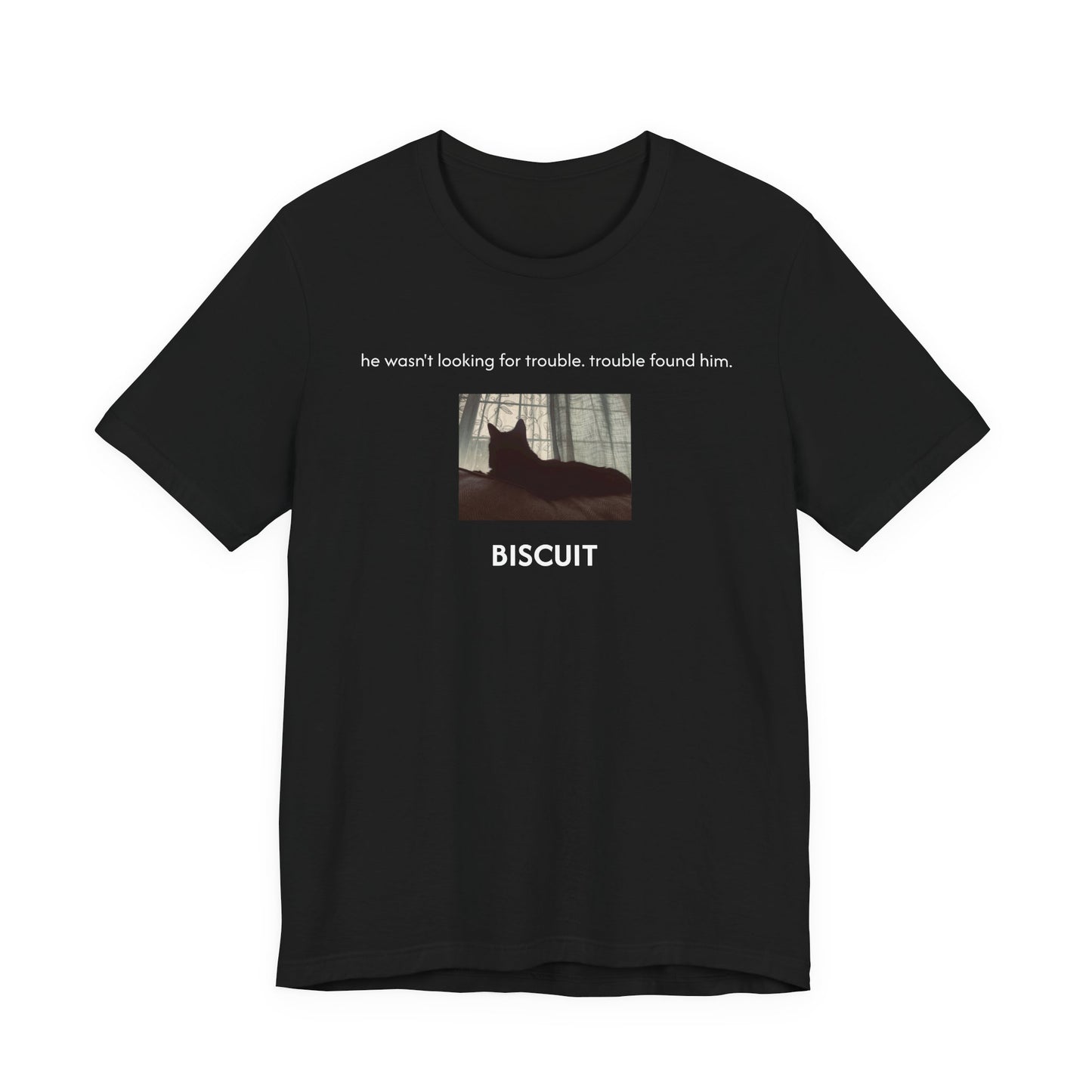 he wasn’t looking for trouble. trouble found him. | Custom T‑Shirt