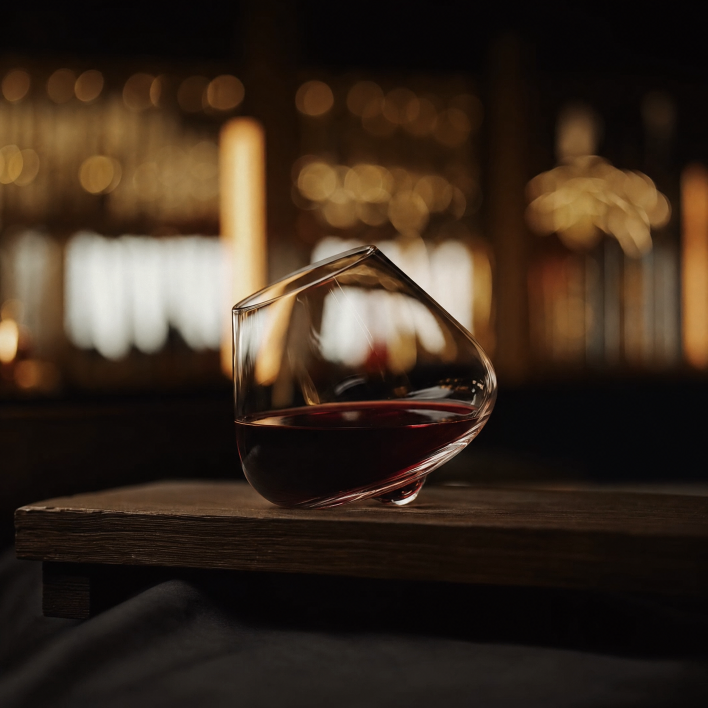 Kami Rotating Crystal Wine Glass & Wooden Coaster